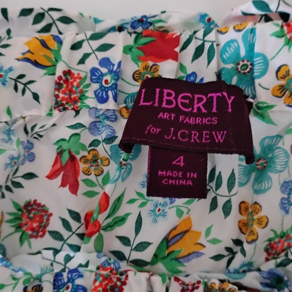 Liberty Art Fabric Tana Lawn Peasant Off The Shoulder Shirt Edenham Floral Sz 4 - Picture 11 of 14